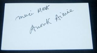 French Beauty Anouk Aimee Signed Card and Great Print w Michael York 