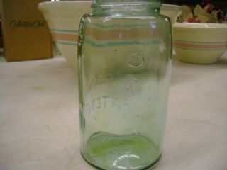   Quart Aqua Canning Jar Atlas Masons Patent Glass Bubbles