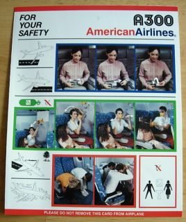 American Airlines Airbus A300 Safety Card