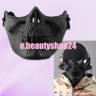 Black Skull Airsoft Paintball Wargame Protective Gear Half Face Cover 