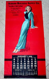 Huge Rolf Armstrong 1935 Pin Up Calendar Call Me Up Sometime Brown 
