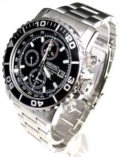 Seiko Mens Daytona Chronograph Alarm Watch Black SNA225