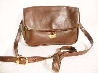 Etienne Aigner Rich Genuine Dark Leather Handbag Purse Shoulder Bag 
