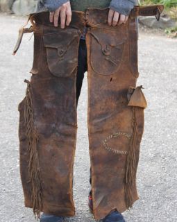 Pr Antique American Western *Albert P Furstnow* Leather Cowboy Chaps 