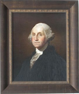 Gilbert Stuart George Washington Bronze Custom Framed Canvas 