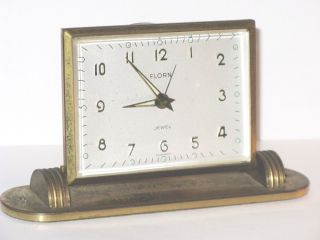 Florn WWII Brass Desk Alarm Clock Works Great