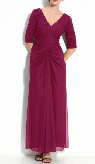NWT $189 ALEX EVENINGS Ruched Long Sleeve PLUS SZ Stretch Gown Mother 