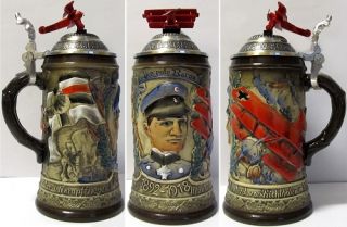 2012 Red Baron WWI Fighter Pilot Ace German Beer Stein 5L Thewalt Made 