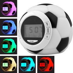 New Soccer Clock w Alarm Date Natural Sounds Color Backligh Great Gift 