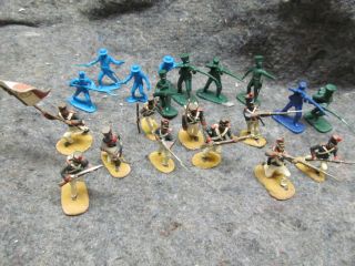 54mm 1/32 Scale ALAMO Painted Figure Lot Mexican Infantry w/Shako Hats 
