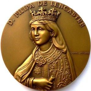 QUEEN PHILIPPA of LANCASTER Large Bronze Medal by Cabral Antunes