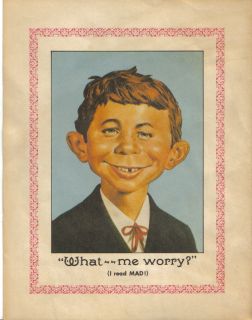 Vintage Alfred E Neuman Mad Magazine What Me Worry  Mini Poster 9x 