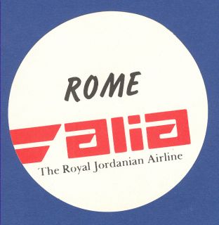 Alia Royal Jordanian Airline Defunct Logo Label to Rome