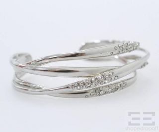 Alexis Bittar Silver Interlaced Crystal Cuff Bracelet