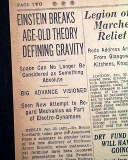 Albert Einstein Electro Dynamics Theory 1929 Newspaper