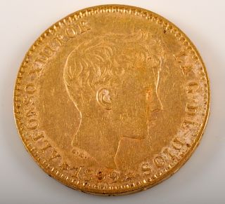 Spain 1899 20 Alfonso XIII RARE Gold Coin