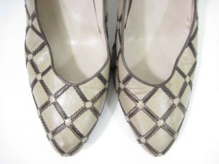 you are bidding on a pair of gino aldrovandi beige brown leather pumps 