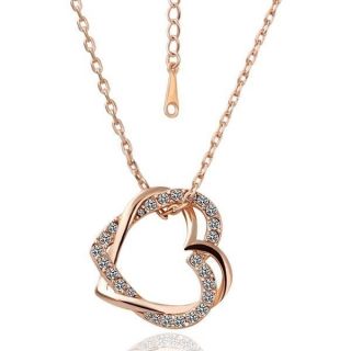 18K Rose Gold GP Swarovski Crystal Heart Necklace N60