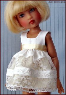 By Alla White Lace Dress for Bethany 12 Kish BJD Doll Silk Clothes 