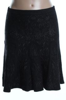 Elie Tahari New Alexa Black Embroidered Knee Length Wool A Line Skirt 