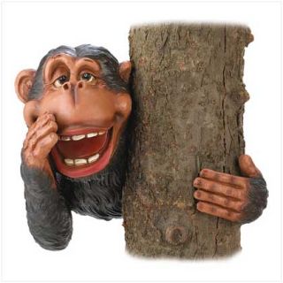 Hide Seek Monkey Figurine Yard Art Tree Decor Statue