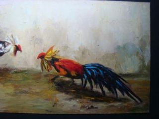 Virginia M Alford 1910 Texas Rooster Oil Painting Huge