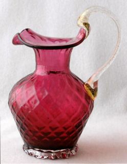 Italian Art Glass Ruby Optic Pitcher by Alfredo Barbini