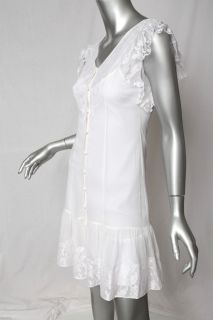 Alice by Temperley White Lace Accent Button Front Vanita Shirt Dress 4 