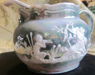 Antique Iris Altenburg Saxony Lusterware Figural pitcher creamer