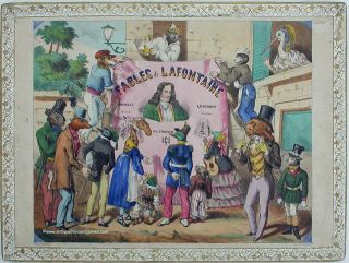 LA FONTAINE FABLES ALPHABET SET 3 LARGE JIGSAW PUZZLES FRENCH 1860 
