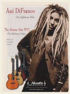 1998 Ani DiFranco Alvarez Yairi WY1 Guitar Photo Ad
