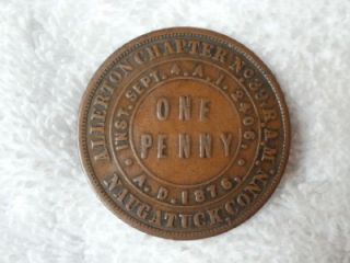   1876 Naugatuck Connecticutt Allerton No 39 One Penny Token Coin