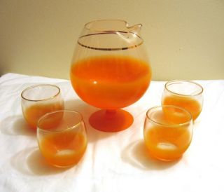 Vintage West Virginia Glass Orange Gala Blendo Martini Pitcher 4 