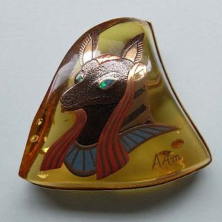 Japanese Brooch Amber Jewelry Maki E Makie Anubis Kyoto H5 for 