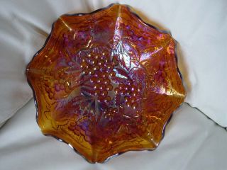   Carnival Glass Imperial Grape 9 Ruffled Bowl in Amber REDUCED