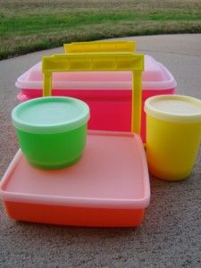 Tupperware Lunch Box Pack N Carry Neon RARE Pink Orange Yellow Green 