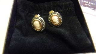 Amedeo NYC Lucia 10mm Cornelian Cameo Stud Earrings