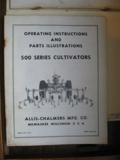 TM 181 A Allis Chalmers Manual Parts 500 Series Cultivators