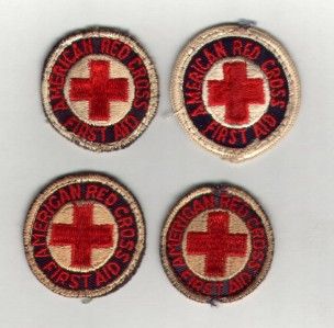 lot of 4 vintage small american red cross first aid patches