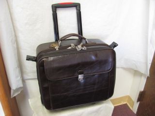 Amerileather Espresso Brown Leather Wheeled Briefcase (87 5)