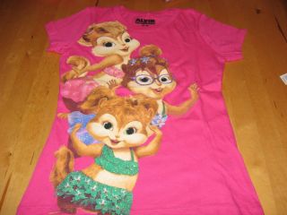 NEW GIRLS ALVIN AND THE CHIPMUNKS CHIPETTES SHIRT 3 GIRLS SPARKLE PINK 