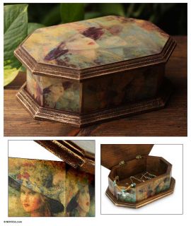 VINTAGE FASHIONISTA Artist Crafted ART Wood Jewelry Box w/GIFTWRAP