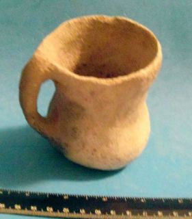 Ancient Anasazi Pottery P I Lino Gray Jug with Handle 3 1 4