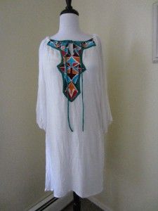 New Vintage Sabby Anand Anthropologie Dress Embroidered Mexican Boho 
