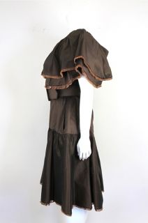 Lee Anderson Couture Brown Dress Tiered w/ Belt at Socialite Auctions 