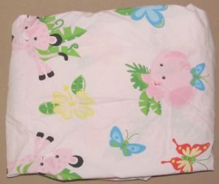 Fisher Price Fitted Crib Sheet Pink Rainforest Leopard Elephant Leaves 