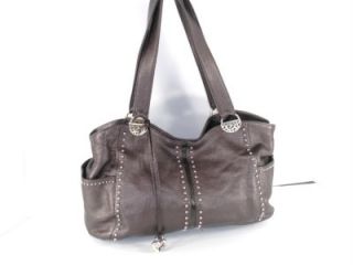 Brighton Pewter Leather Andie Soft Shoulder Handbag Purse Authentic 