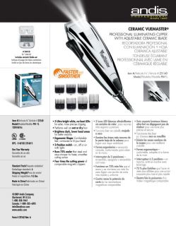 Andis 23435 Ceramic Vuemaster Hair Clipper w Light Wet or Dry w 
