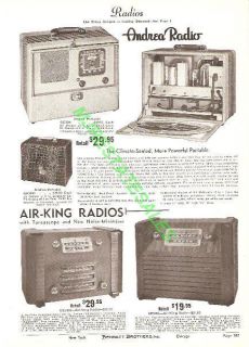 1940 Vintage Andrea Air King Radio Catalog Ad
