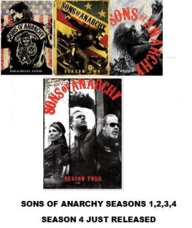 Sons of Anarchy DVD SET. SEASONS 1,2,3,4. SEASON 4 JUST RELEASED FREE 